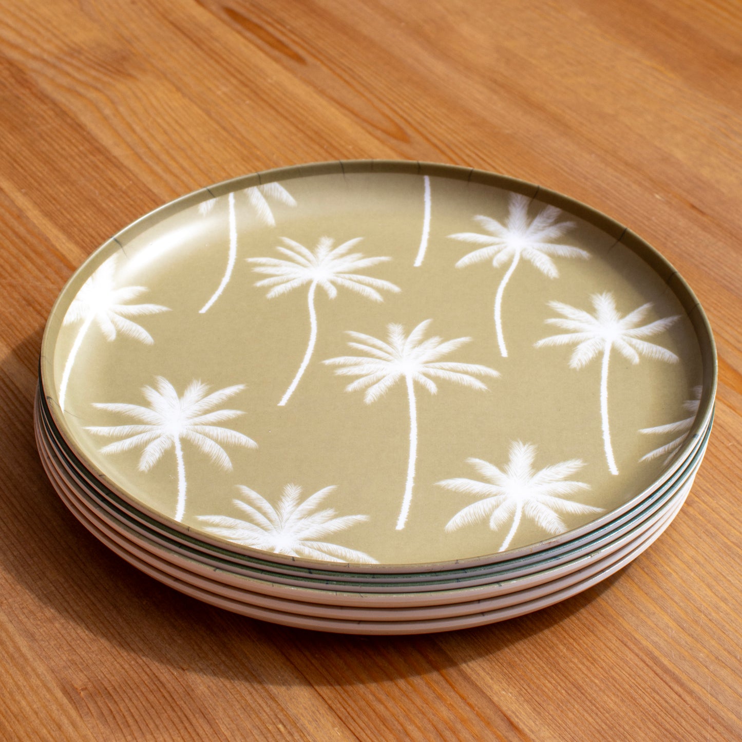 Set Of 6 Palm Tree Outdoor Plates