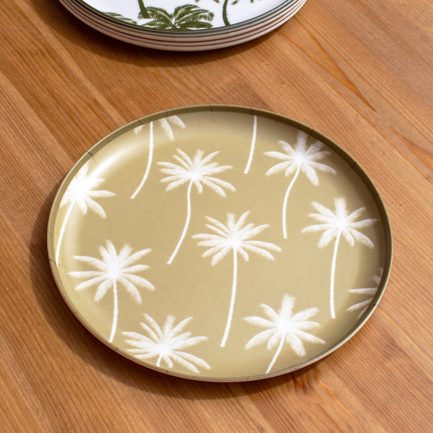 Set Of 6 Palm Tree Outdoor Plates