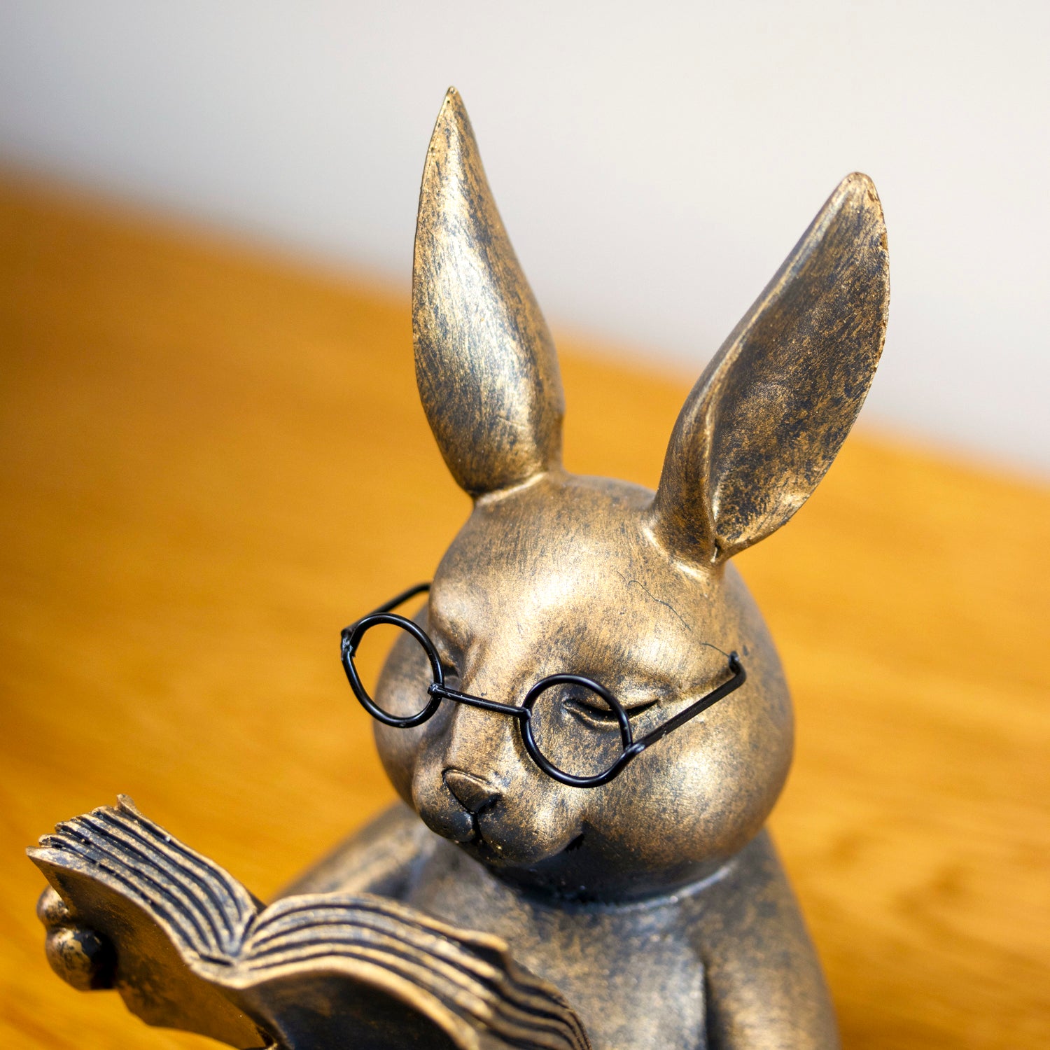 Gold Reading Rabbit Ornament
