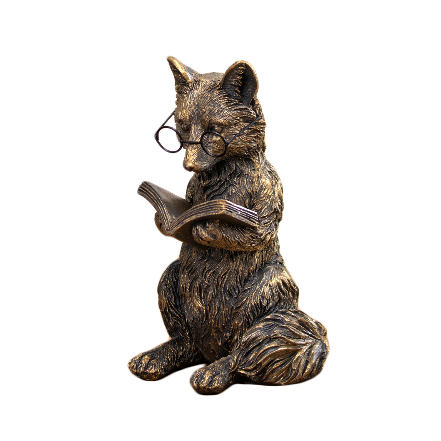 Gold Reading Fox Ornament