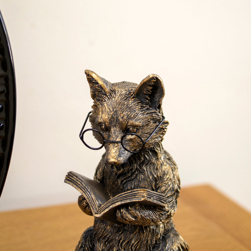 Gold Reading Fox Ornament