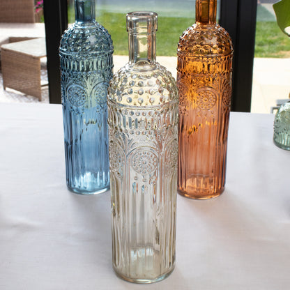 Set Of 3 Large Coloured Bottle Vases