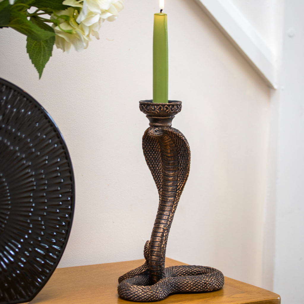 Antique Bronze Cobra Candlestick Holder