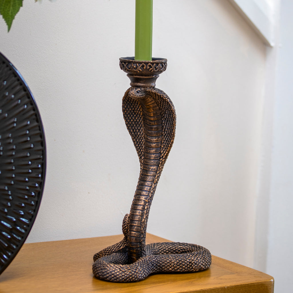 Antique Bronze Cobra Candlestick Holder