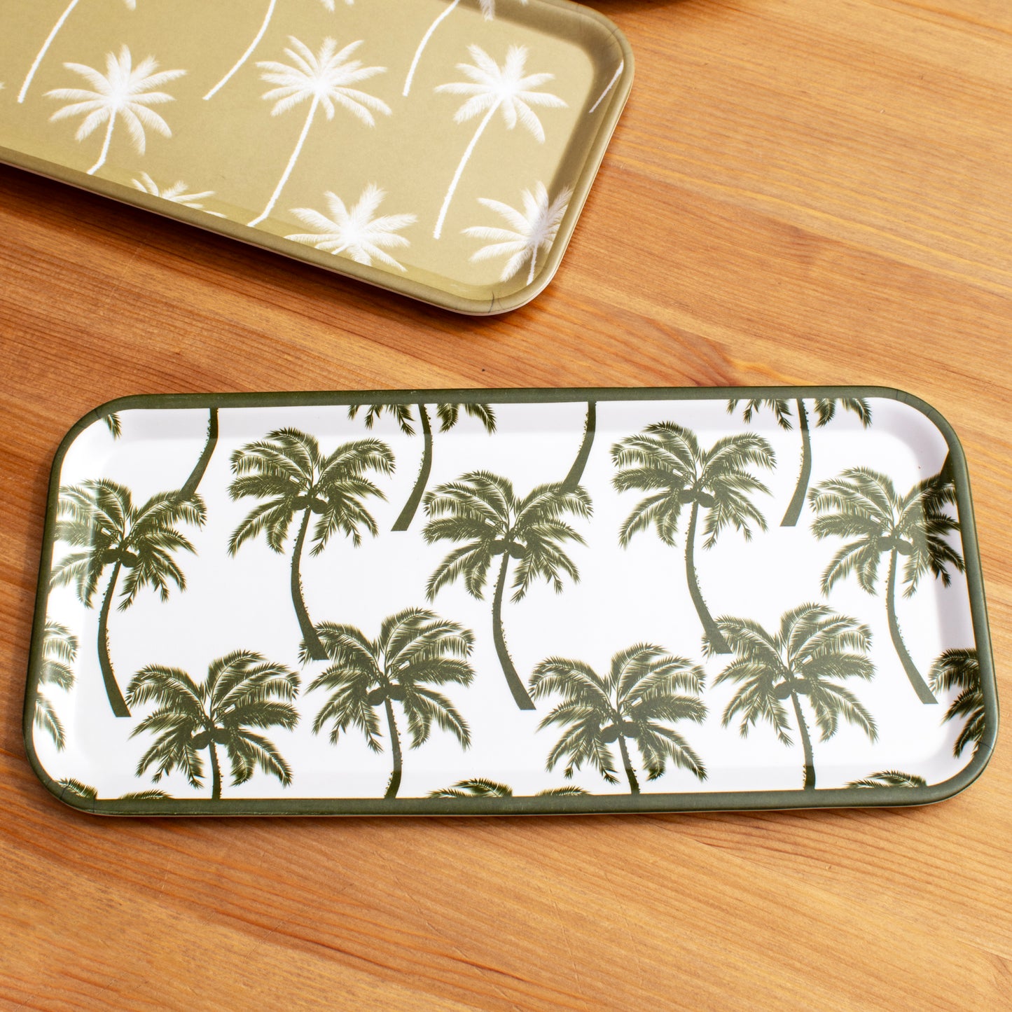 Set Of 3 Palm Tree Melamine Trays