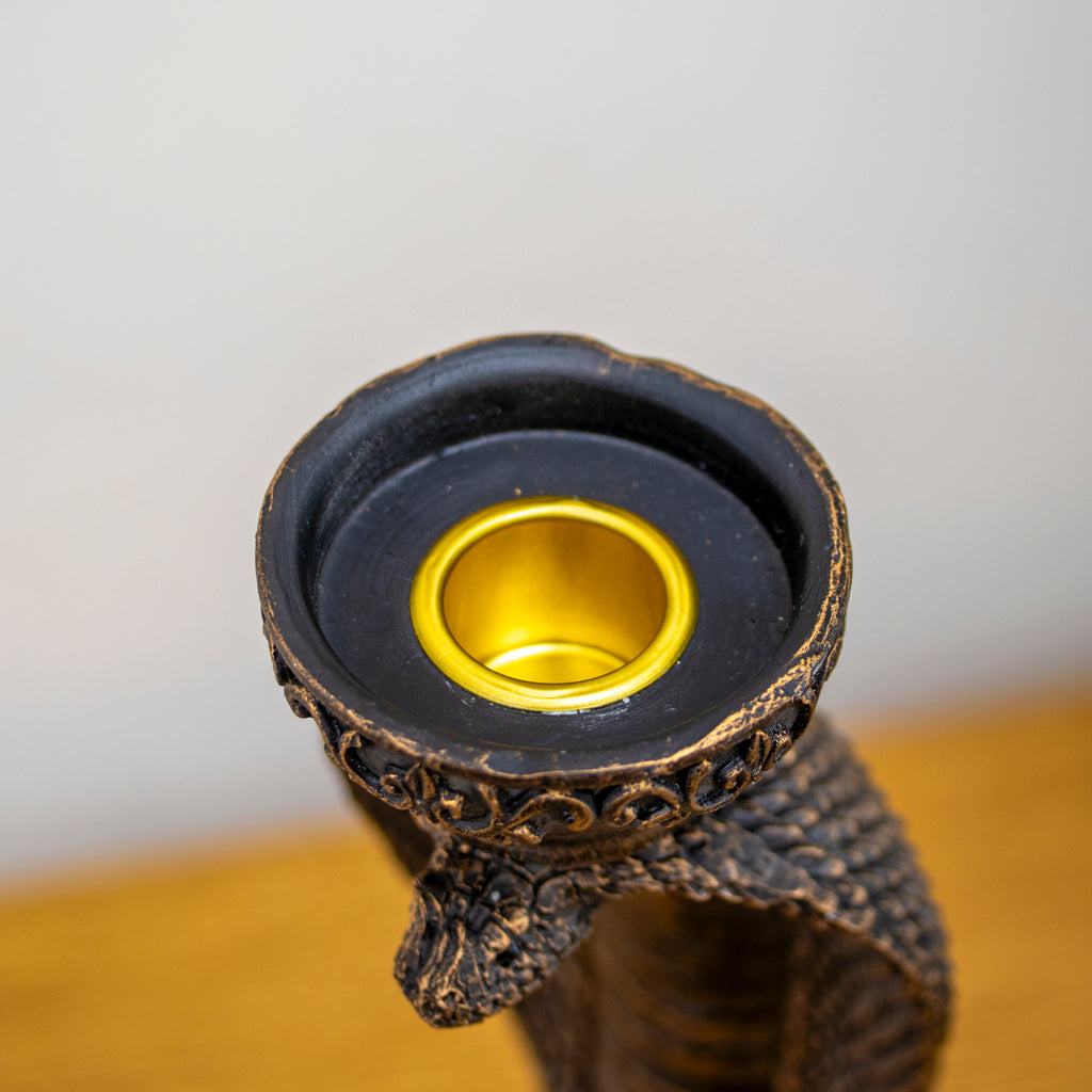 Antique Bronze Cobra Candlestick Holder