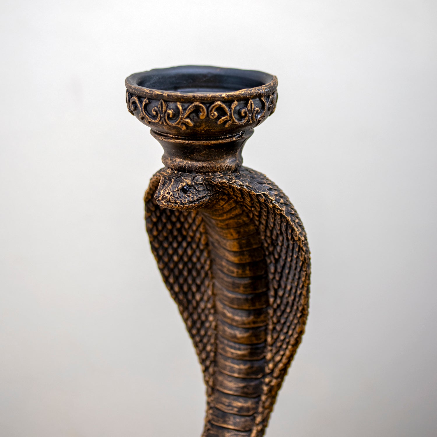 Antique Bronze Cobra Candlestick Holder