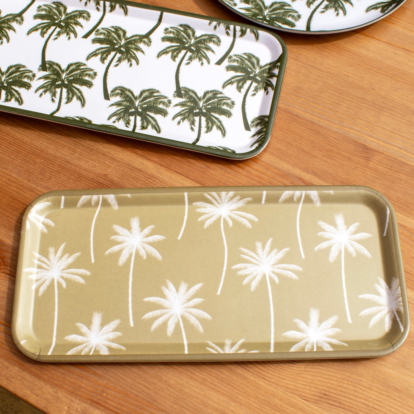 Set Of 3 Palm Tree Melamine Trays