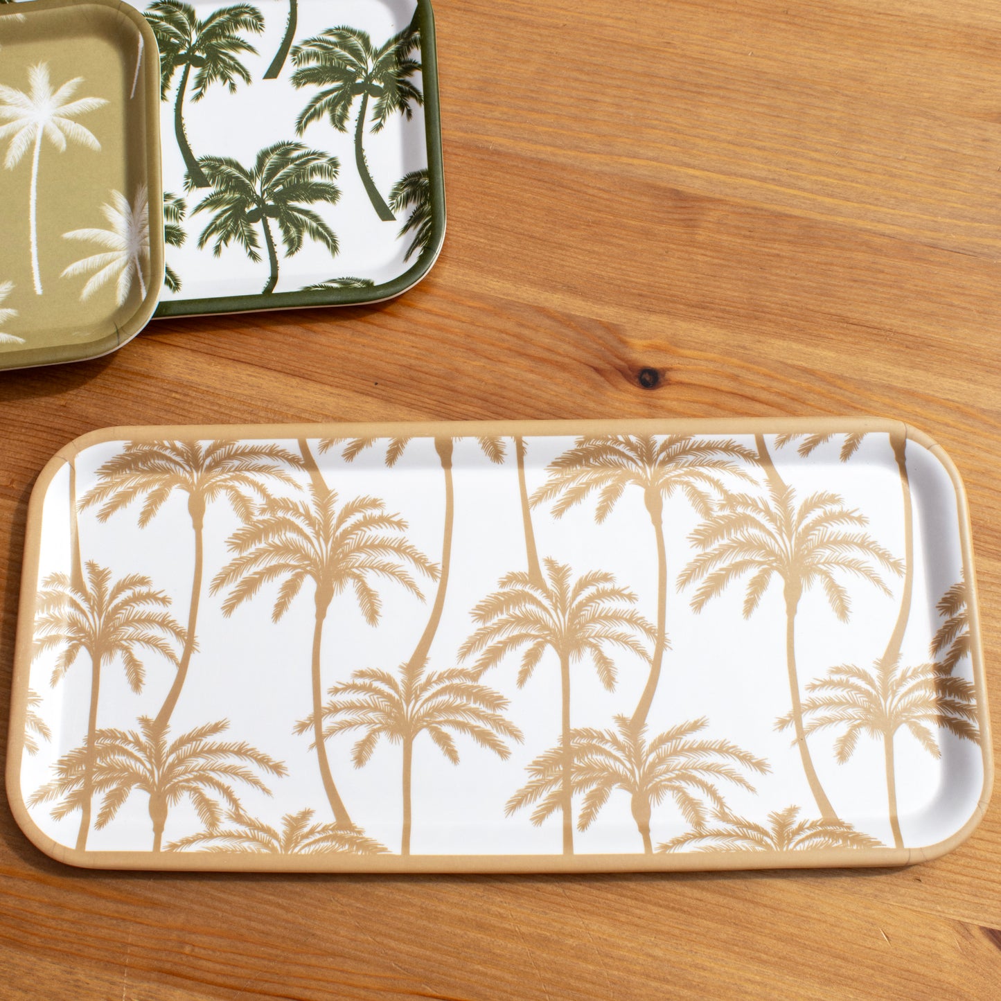 Set Of 3 Palm Tree Melamine Trays