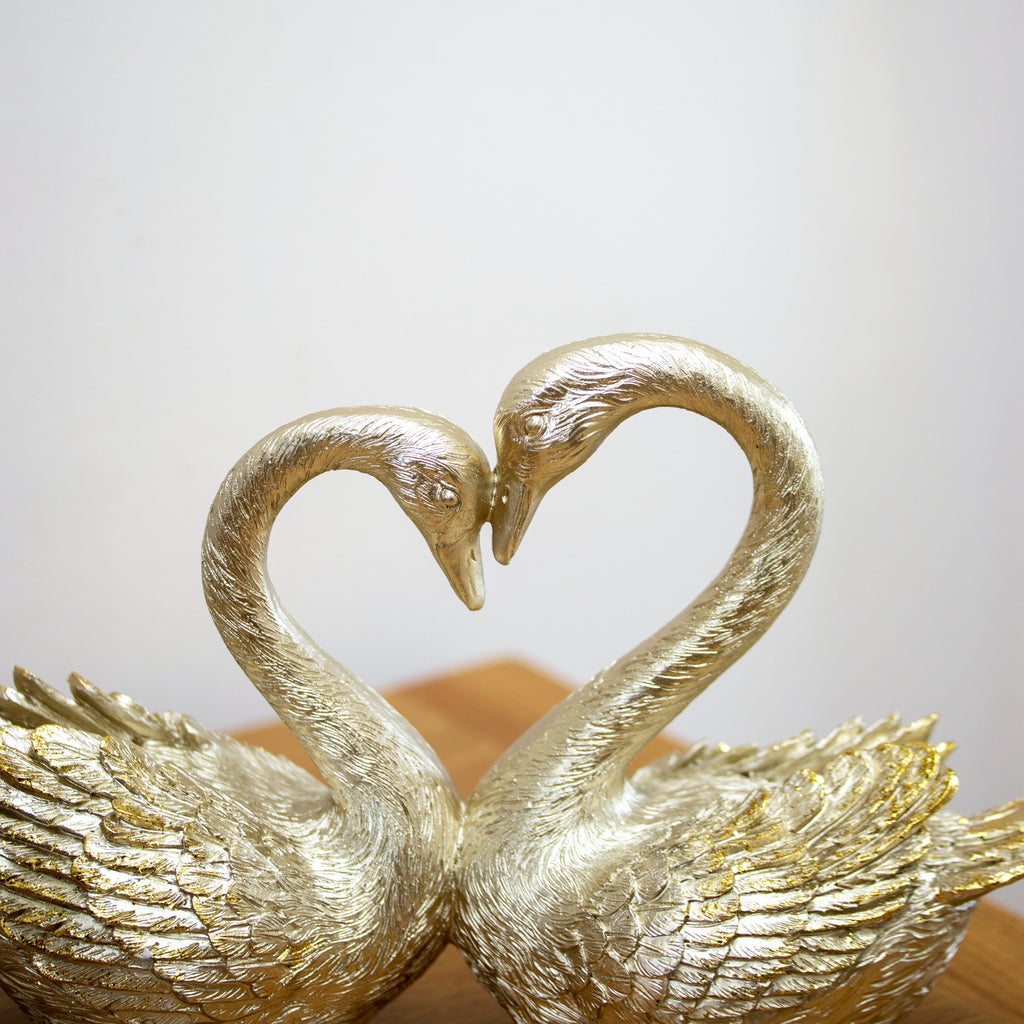 Champagne Gold Love Swans Ornament