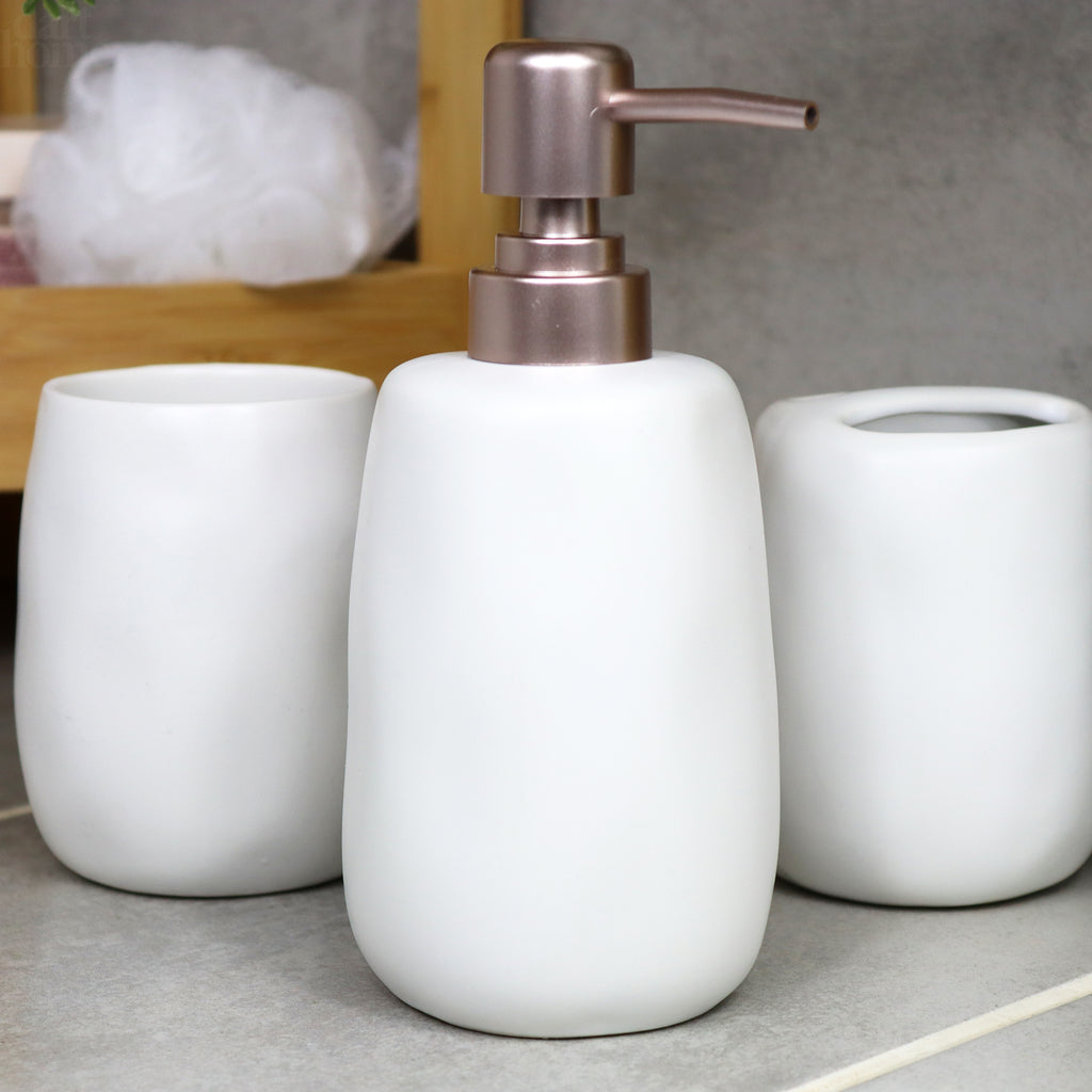 4pc Indented White Bathroom Set