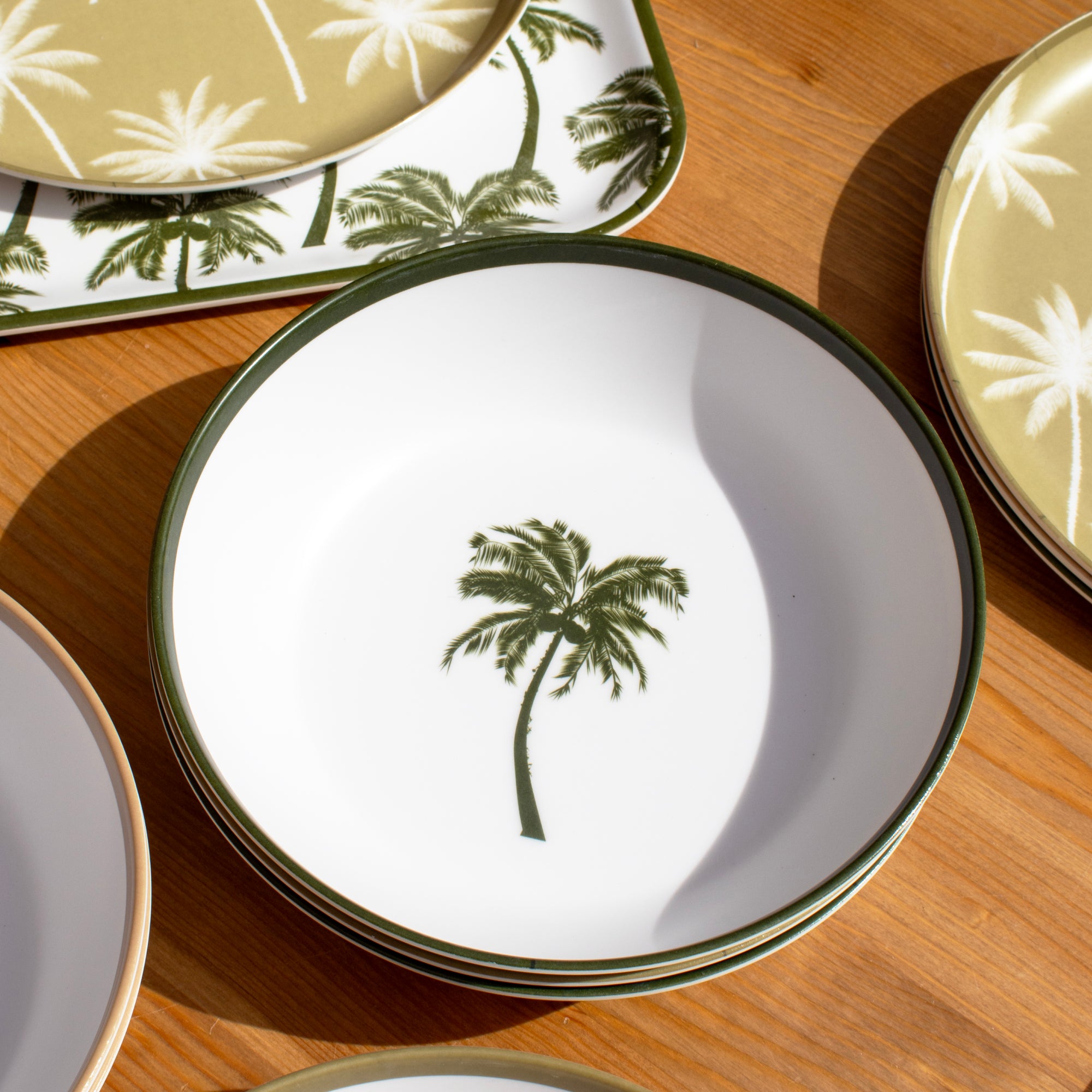 Set Of 6 Palm Tree Outdoor Pasta Bowls