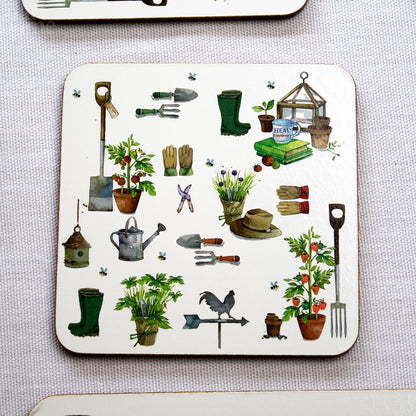 Set Of 8 Green Fingers Placemat And Coasters