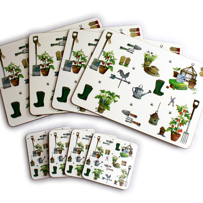 Set Of 8 Green Fingers Placemat And Coasters