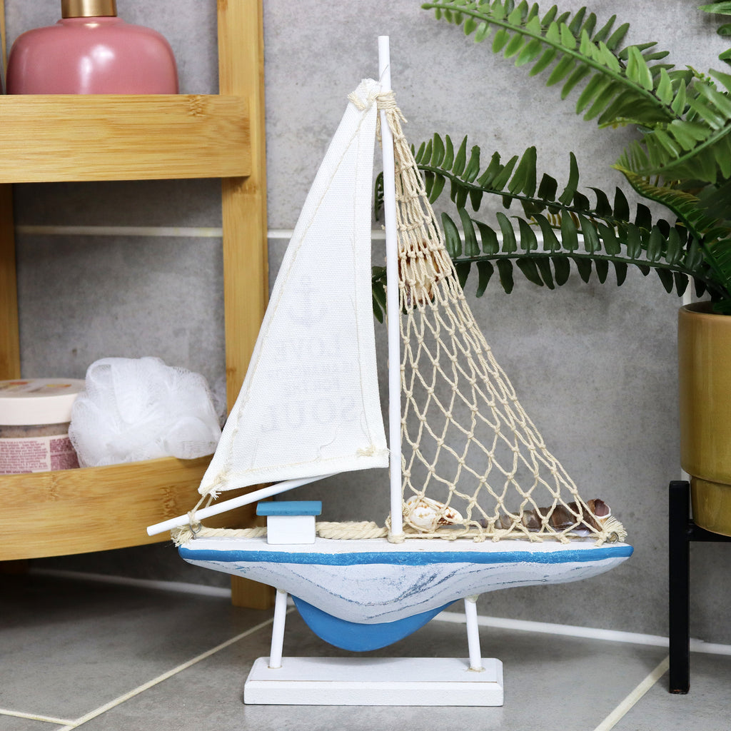 Decorative Blue And White Nautical Boat
