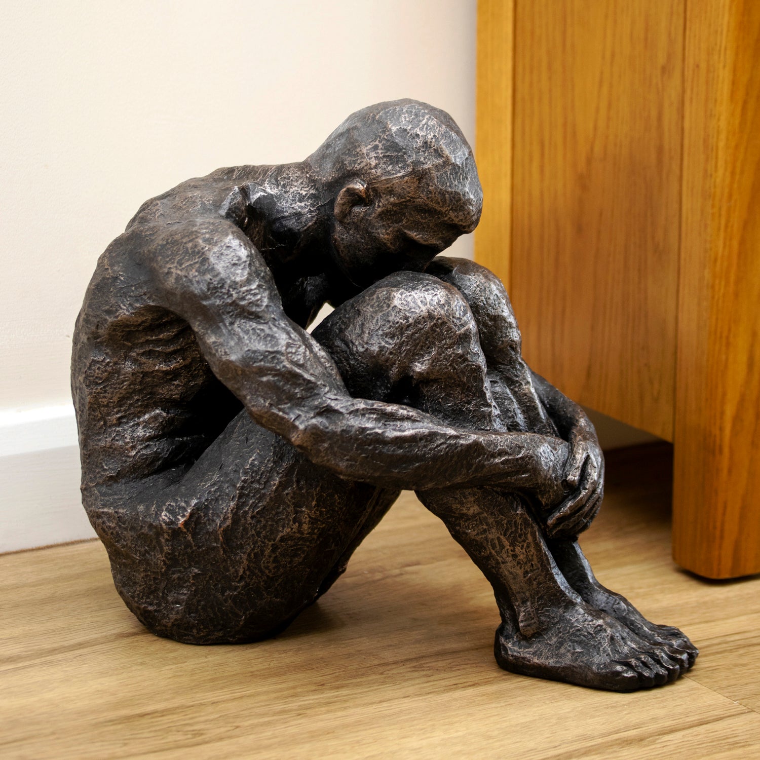 Large Bronze Sitting Man Sculpture