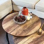 Set mit 2 zusammensetzbaren Couchtischen mit Holzplatte