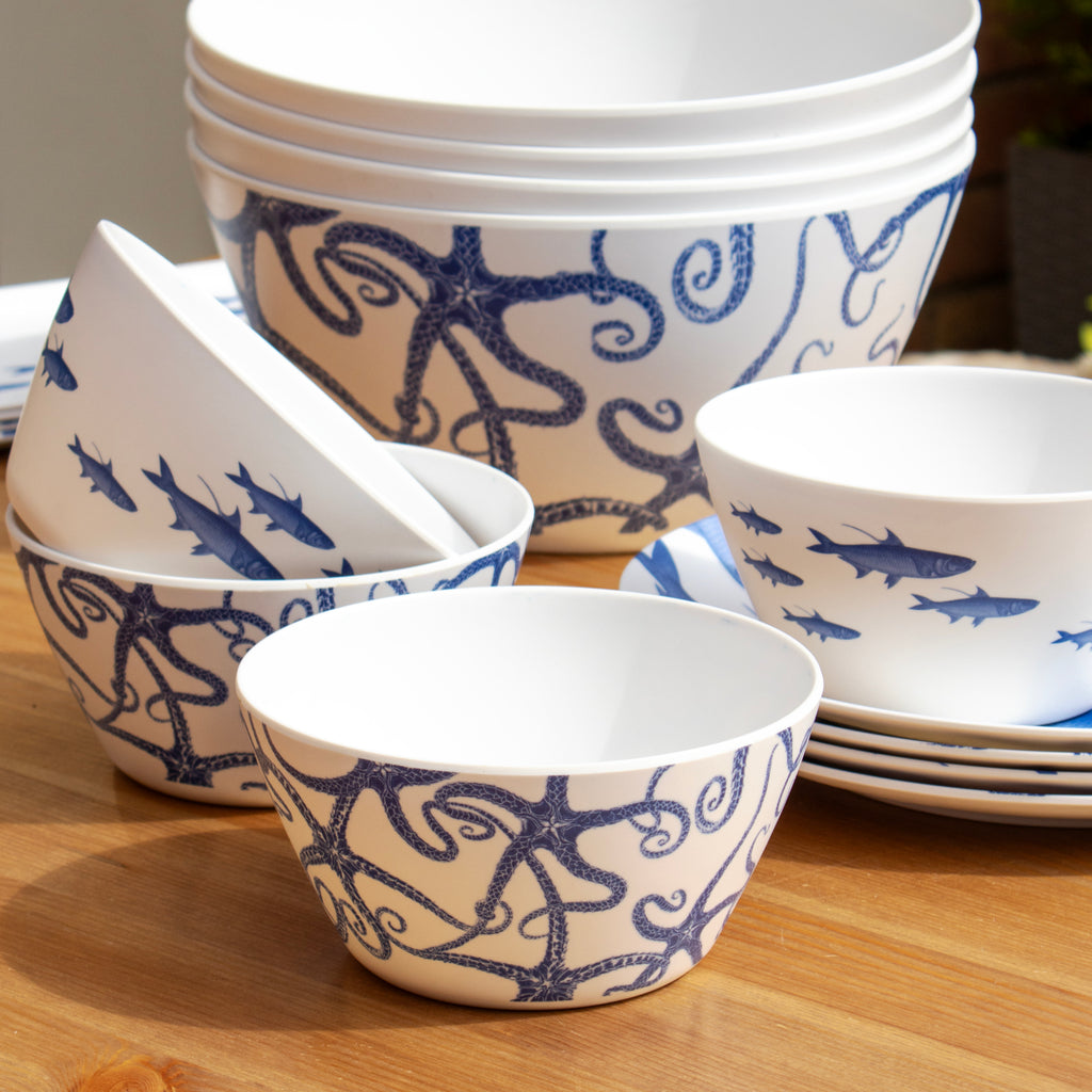 Set Of 4 Marine Life Outdoor Bowls