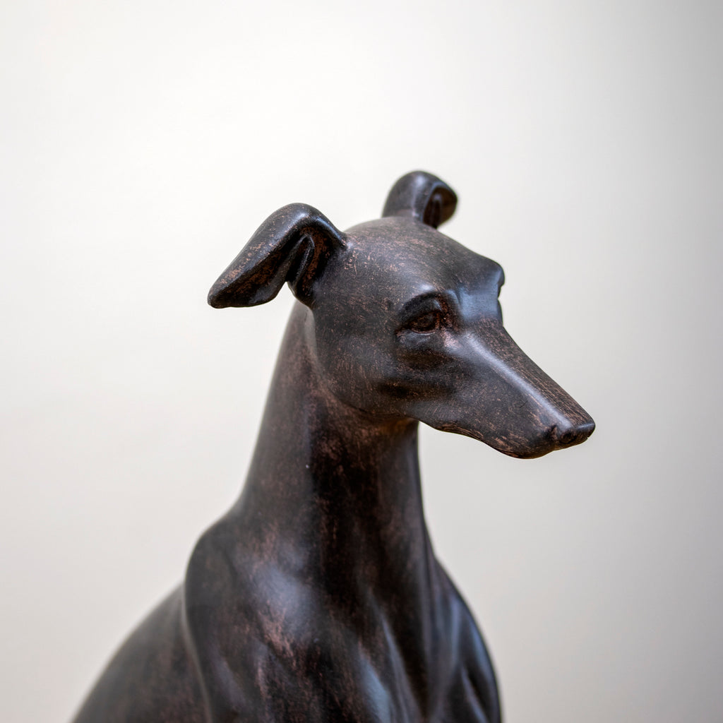Bronze Sitting Greyhound Dog Ornament