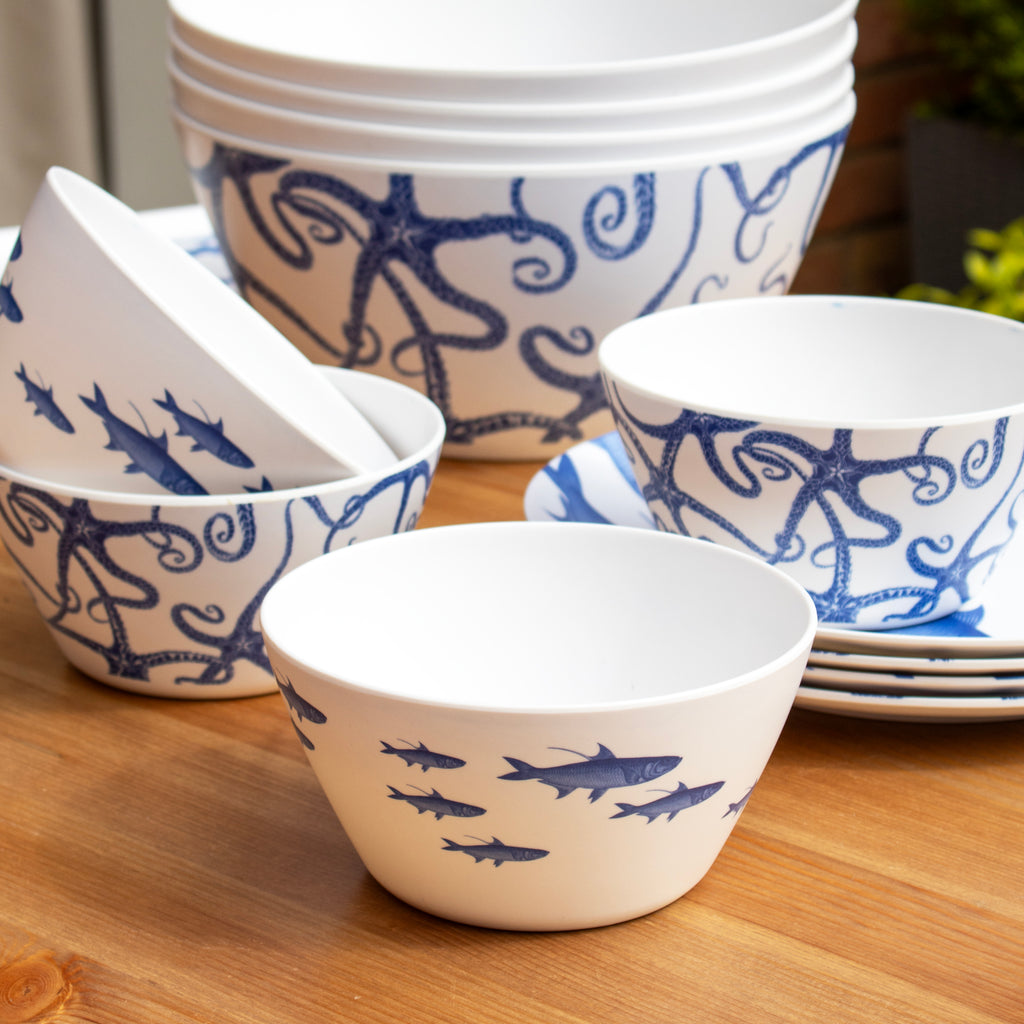 Set Of 4 Marine Life Outdoor Bowls