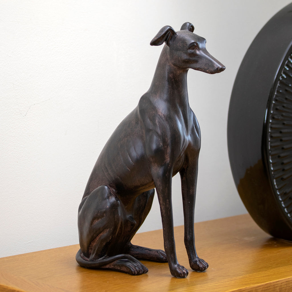 Bronze Sitting Greyhound Dog Ornament