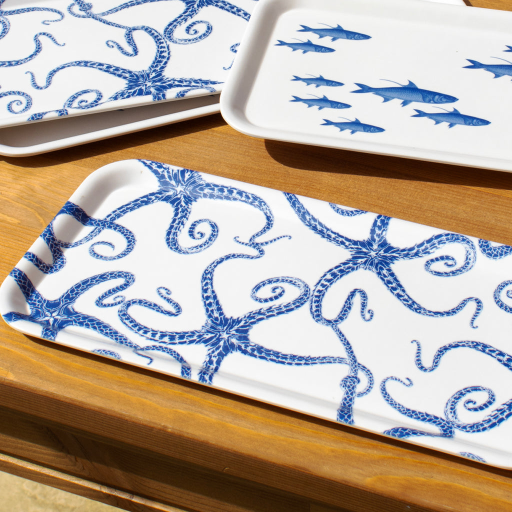 Set Of 4 Marine Life Melamine Trays