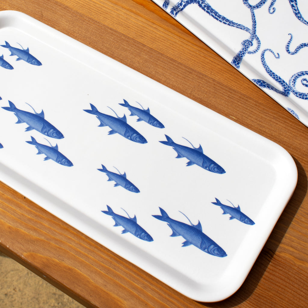 Set Of 4 Marine Life Melamine Trays