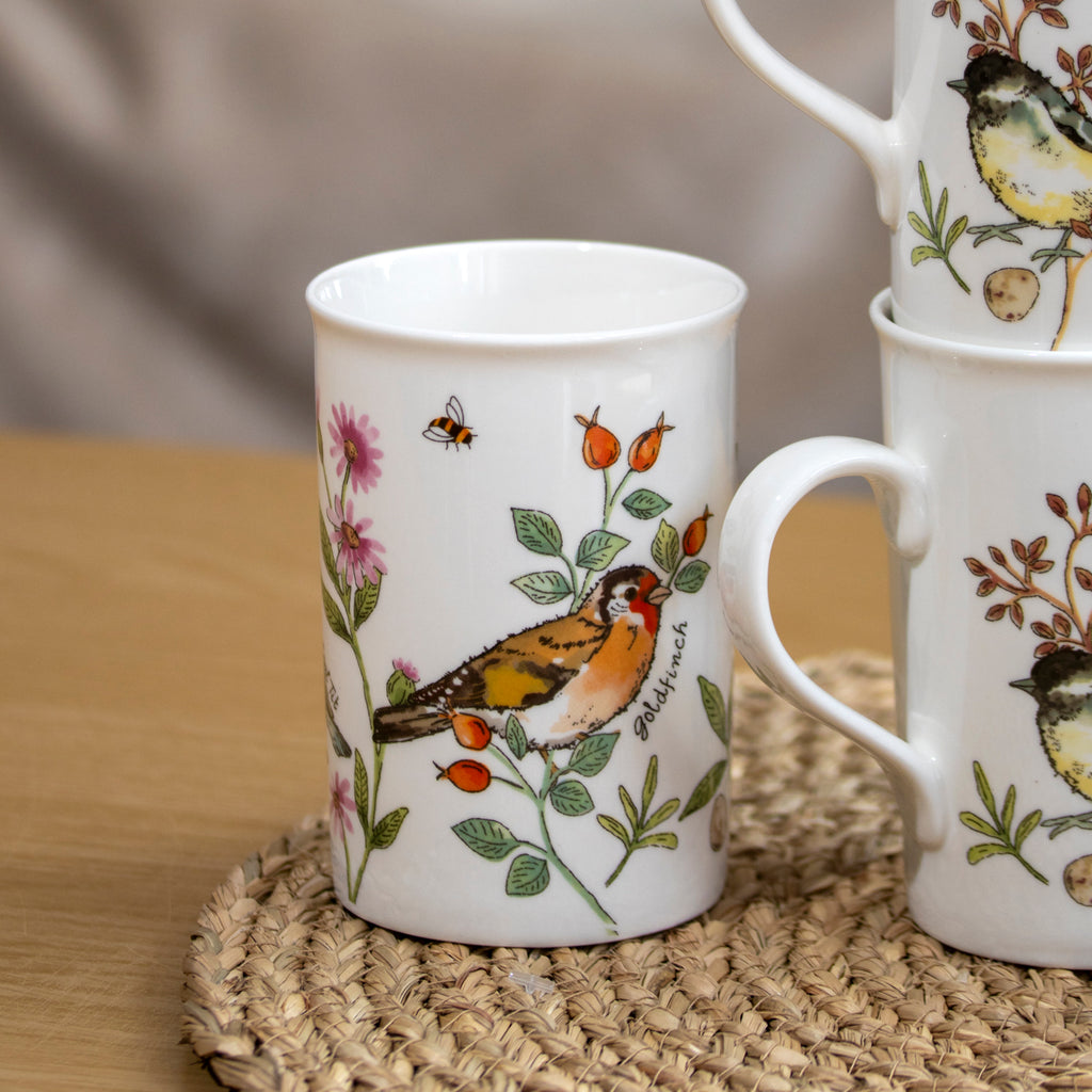 Set Of 4 Garden Birds & Bluebell Mugs