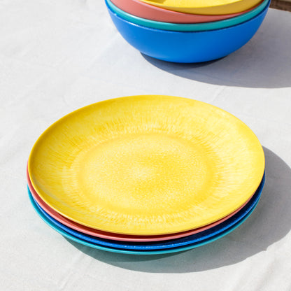 Set Of 4 Colour Mix Melamine Outdoor Plates