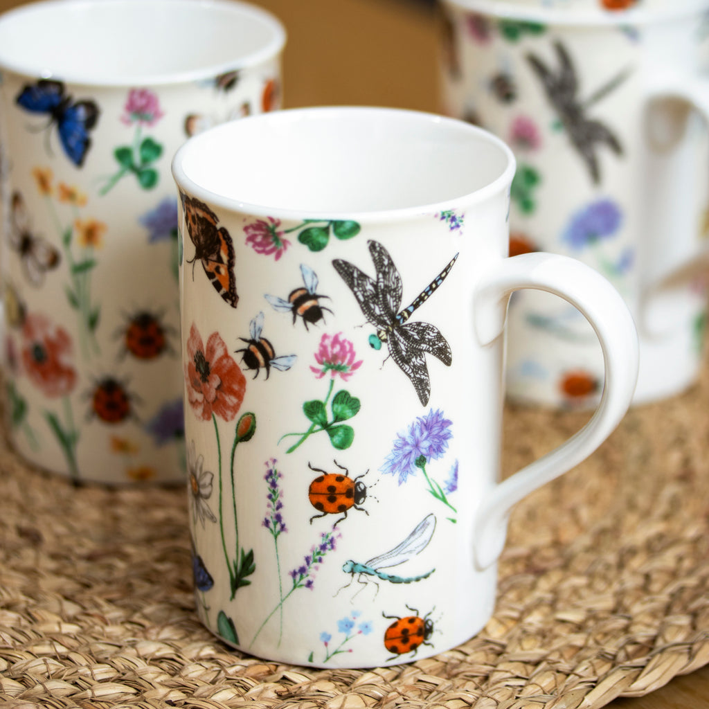 Set Of 4 Hedgerow Floral & Insect Mugs