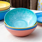 Set Of 4 Colour Mix Melamine Outdoor Bowls