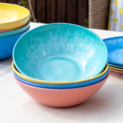 Set Of 4 Colour Mix Melamine Outdoor Bowls