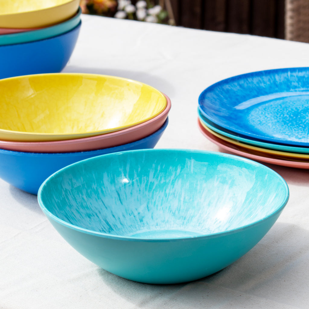 Set Of 4 Colour Mix Melamine Outdoor Bowls