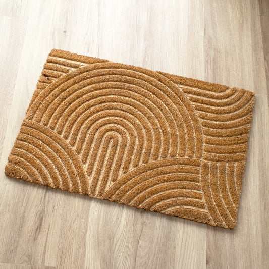 Pressed Coir Curved Lines Doormat