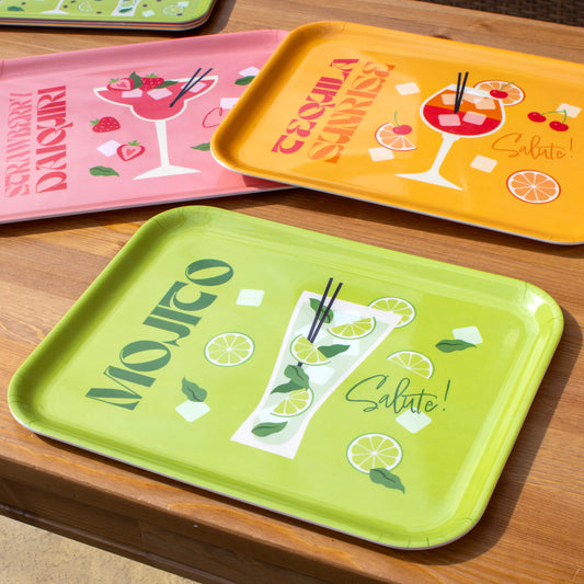 Set Of 3 Large Cocktail Melamine Trays