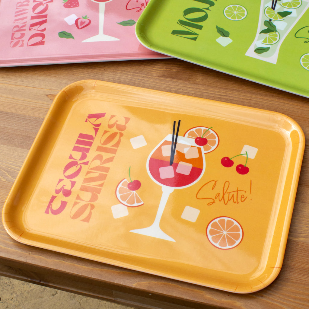 Set Of 3 Large Cocktail Melamine Trays