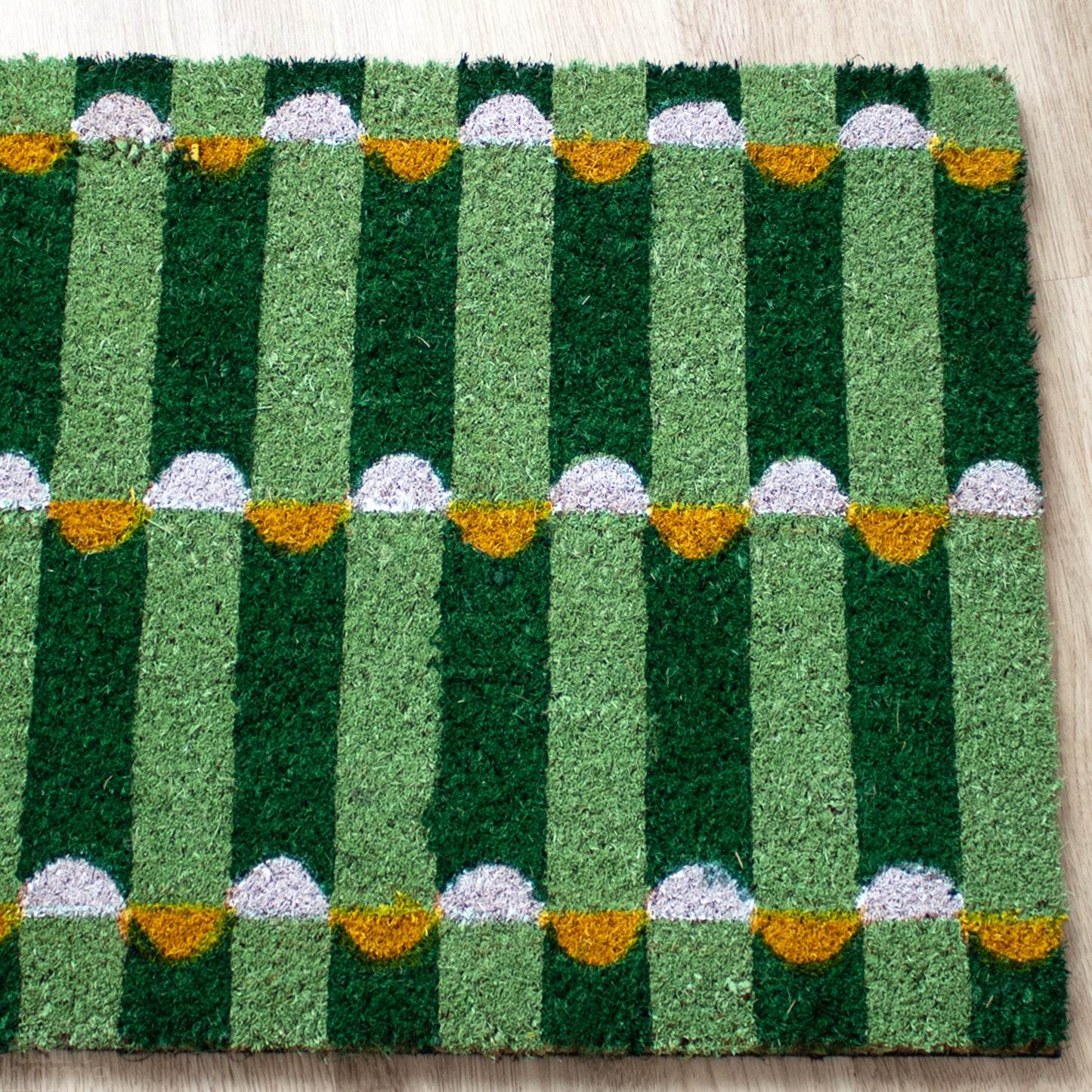 Green Retro Pillars Coir Doormat