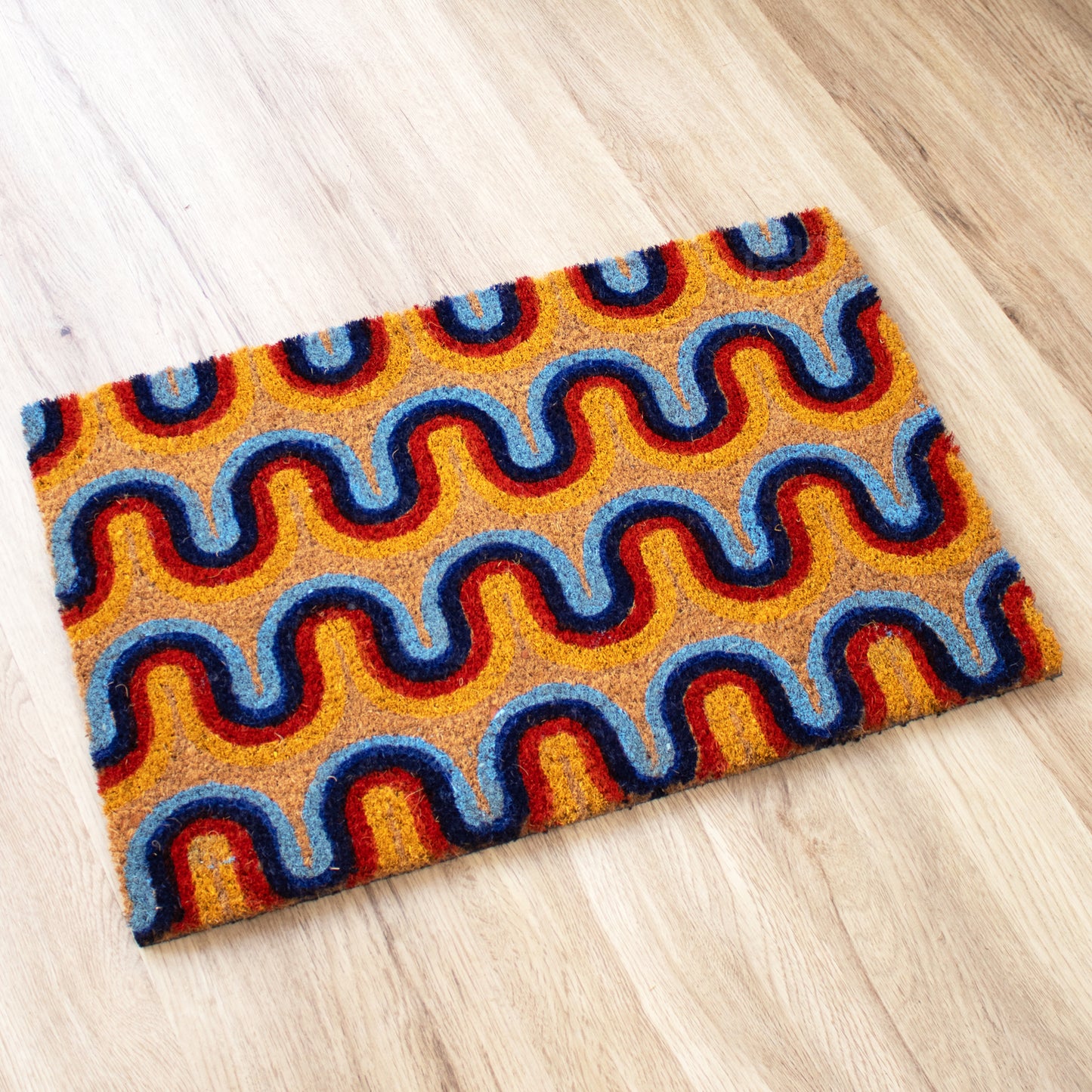 Colourful Retro Waves Coir Doormat