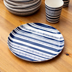12 Piece Blue Striped Melamine Dinner Set
