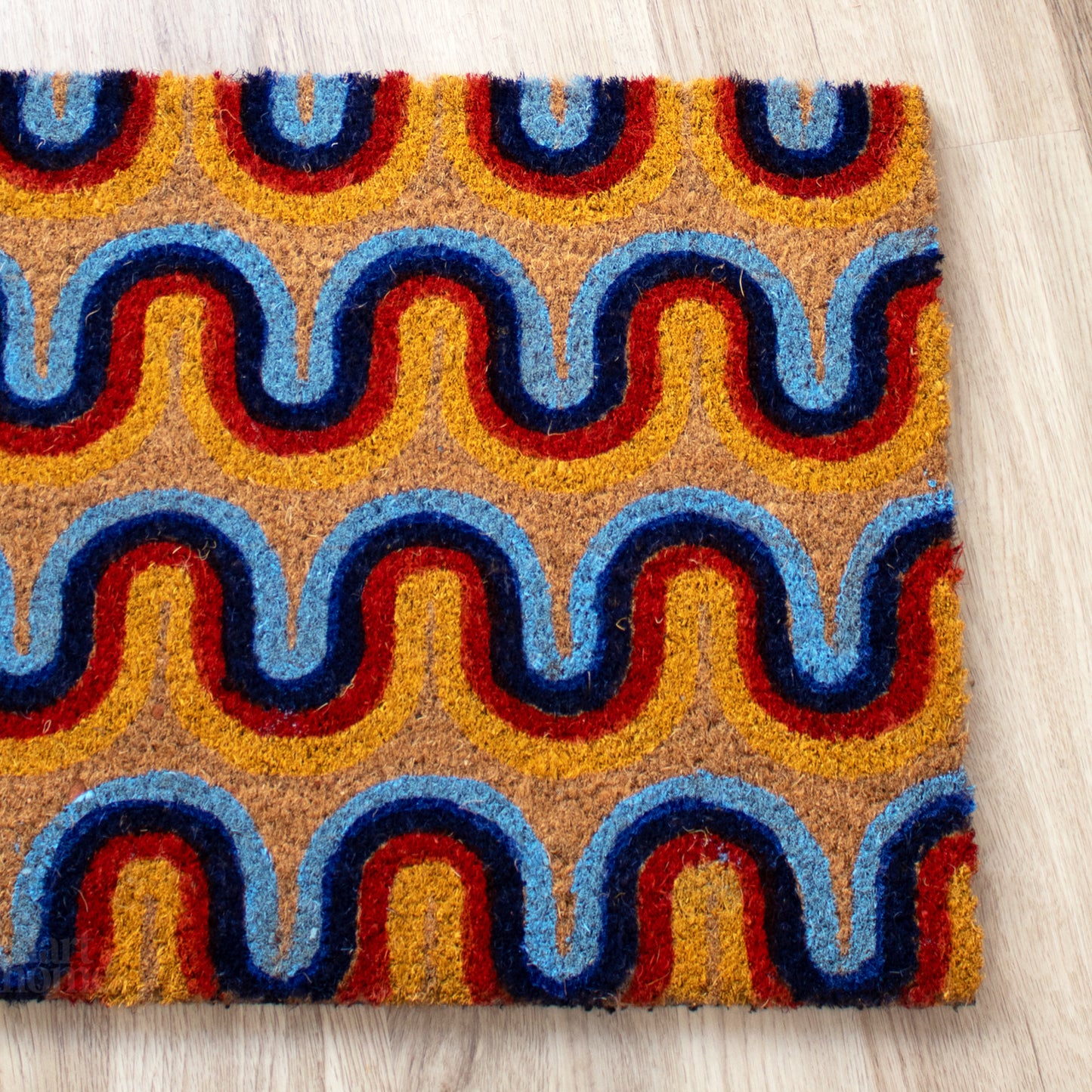 Colourful Retro Waves Coir Doormat