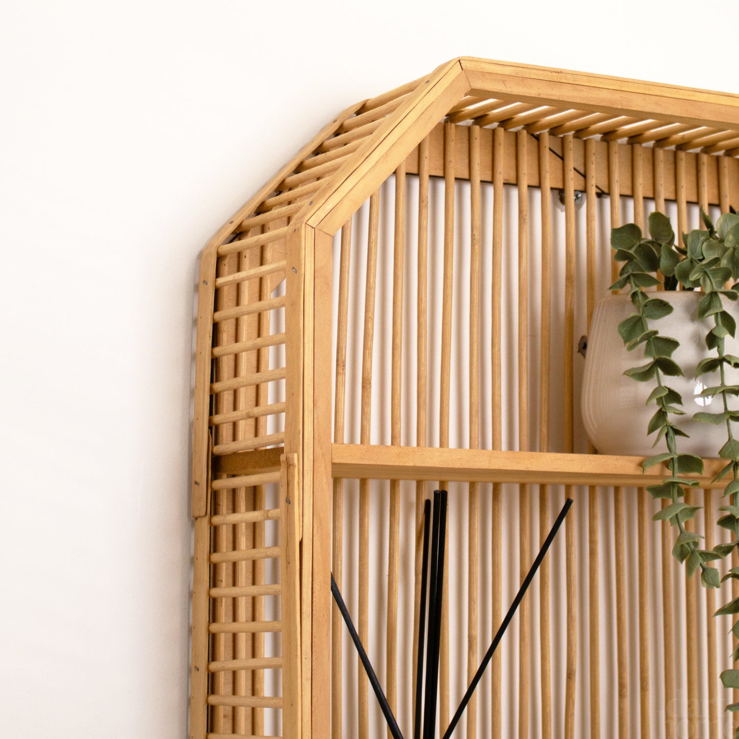 2 Tier Bamboo Octagonal Wall Shelf