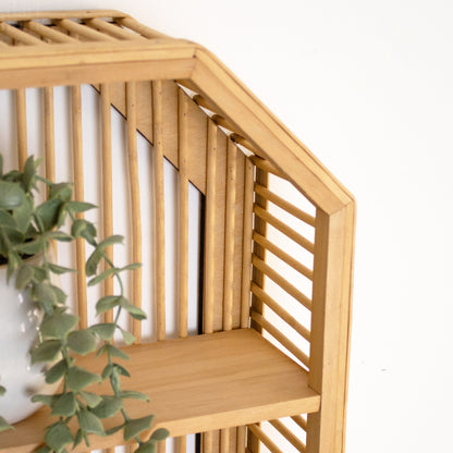 2 Tier Bamboo Octagonal Wall Shelf