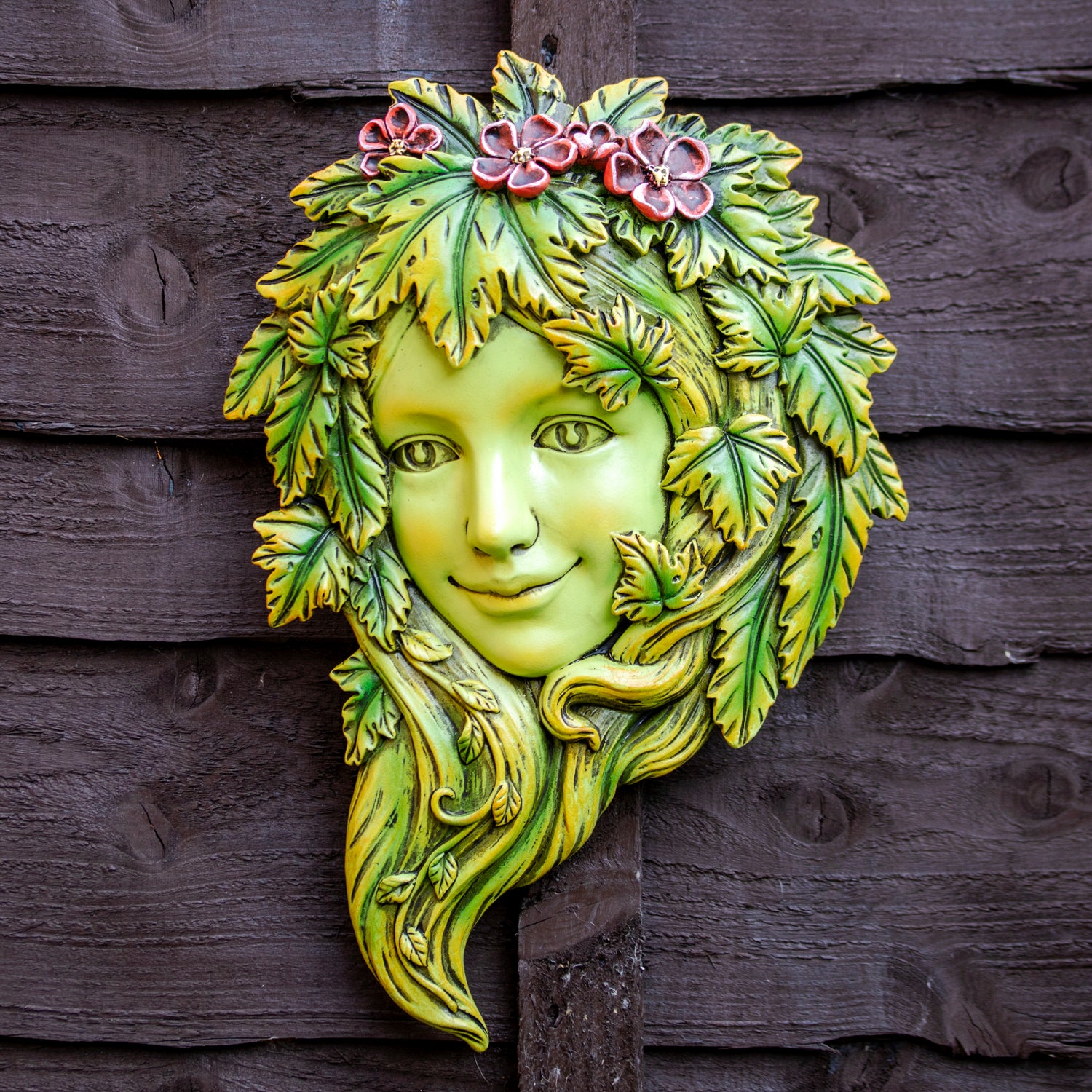 Resin Green Woman Tree Face Wall Plaque