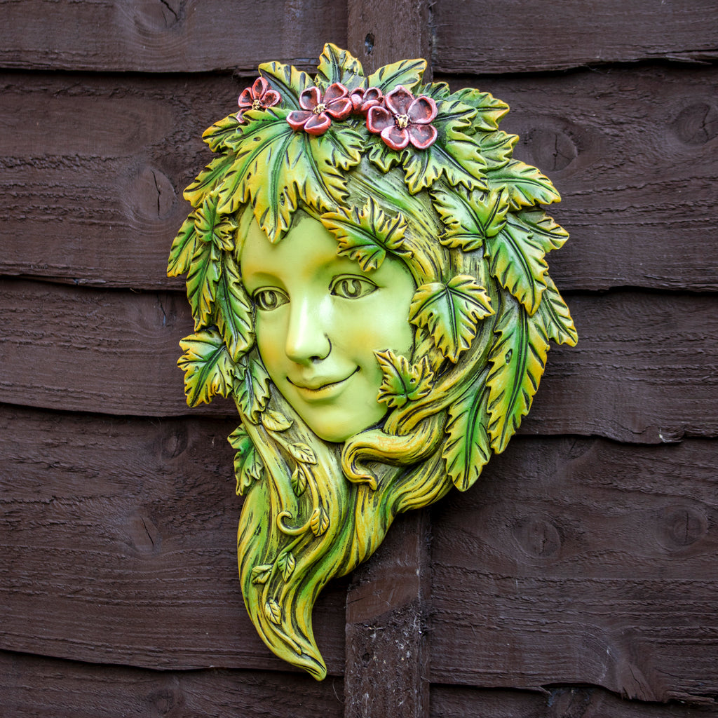 Resin Green Woman Tree Face Wall Plaque