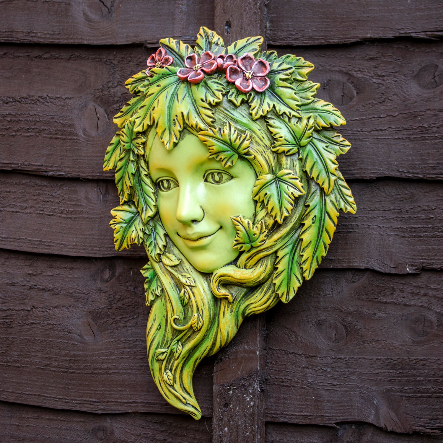 Resin Green Woman Tree Face Wall Plaque