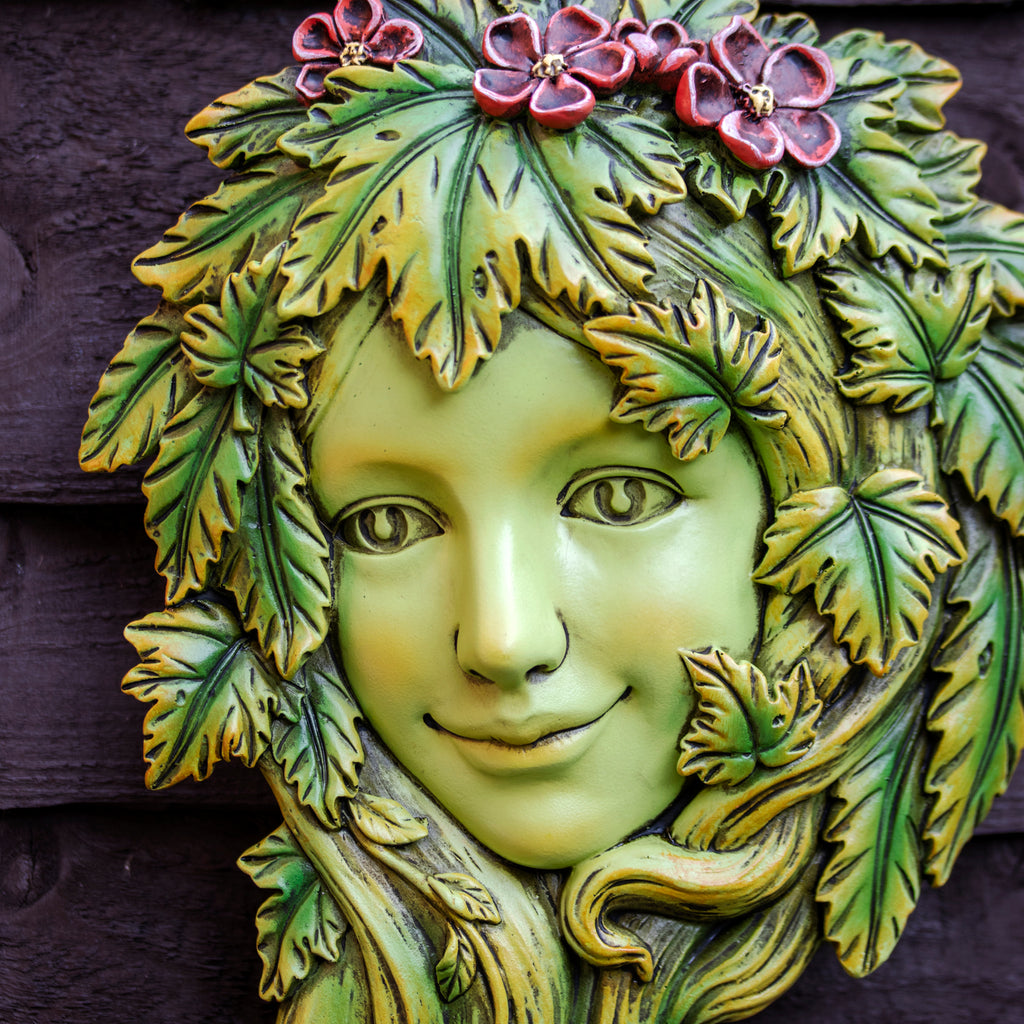 Resin Green Woman Tree Face Wall Plaque
