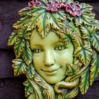 Resin Green Woman Tree Face Wall Plaque