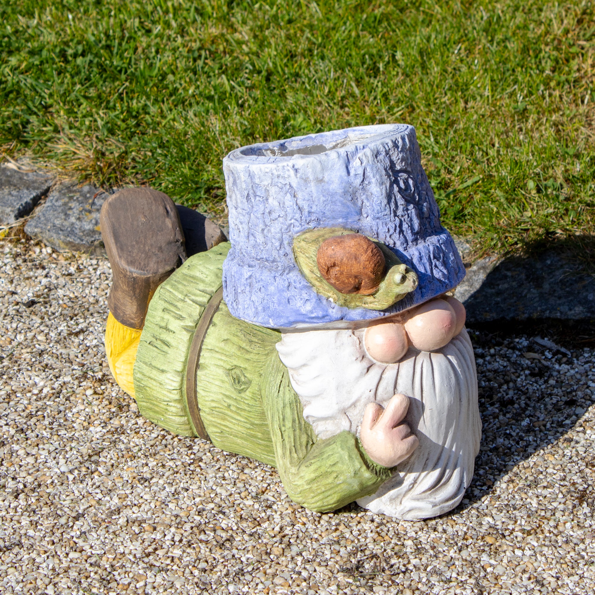 Rustic Lying Garden Gnome Planter