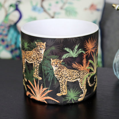 Black Safari Cheetah Plant Pot