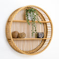 2 Tier Bamboo Round Wall Shelf